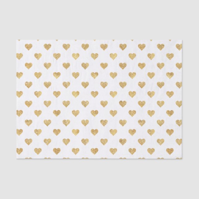 Gold glitter hearts tissue paper (Front)