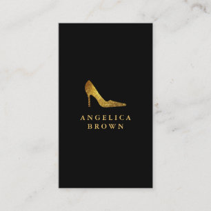 Gold Glitter High Heel Shoe Business Card