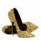 Gold Glitter High Heel Shoes