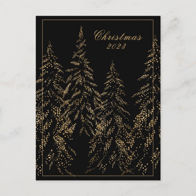 Gold Glitter Holiday Elegant Christmas Postcard (Front)