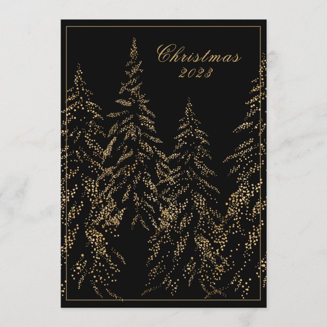 Gold Glitter Holiday Elegant Date Christmas Card (Front)