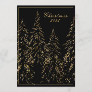 Gold Glitter Holiday Elegant Date Christmas Card