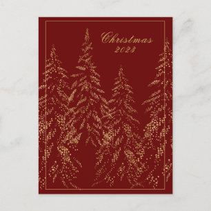 Gold Glitter Holiday Trees Elegant Christmas Card