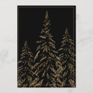Gold Glitter Holiday Trees Elegant Christmas Card