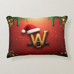 Gold Glitter Holiday W For Winter Names Decorative Cushion