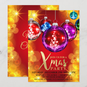 Gold Glitter Holiday Xmas Party Invitation