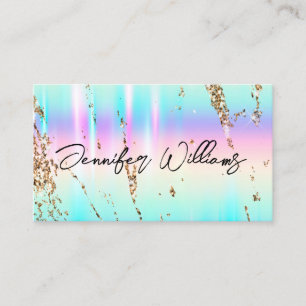 Gold Glitter Holographic Modern Makeup Artist Business Card