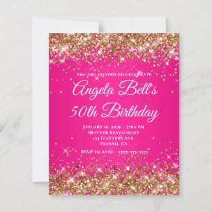 Gold Glitter Hot Pink Ombre Fancy Monogram