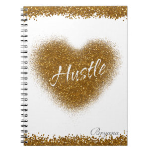 Gold Glitter HUSTLE Heart Glamour Notebook Journal