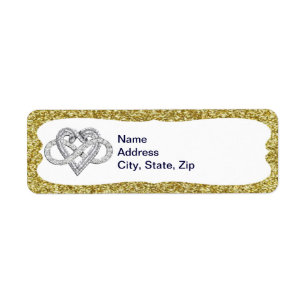 Gold Glitter Infinity Heart Address Labels