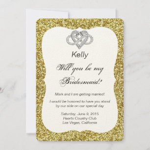 Gold Glitter Infinity Heart Bridesmaid Card