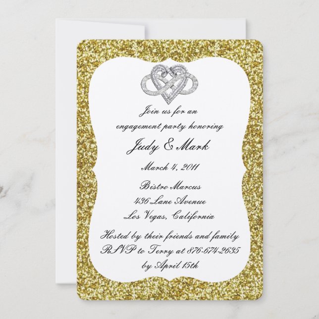 Gold Glitter Infinity Heart Engagement Party Invitation (Front)
