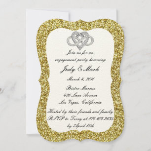 Gold Glitter Infinity Heart Engagement Party Invitation