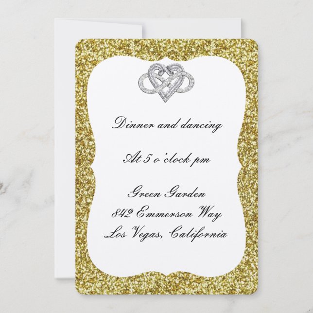 Gold Glitter Infinity Heart Reception Card (Front)