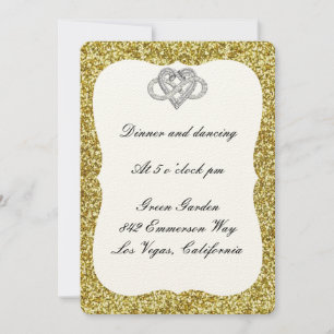 Gold Glitter Infinity Heart Reception Card