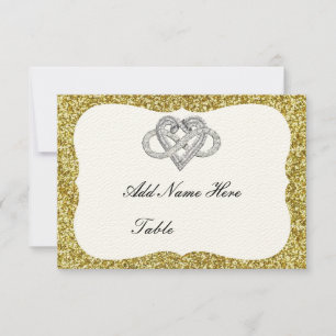 Gold Glitter Infinity Heart Table Place Card