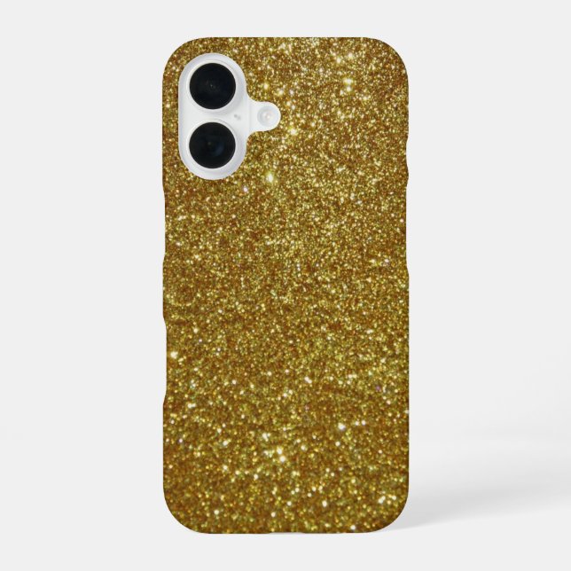 Gold Glitter iPhone 16 Case (Back)