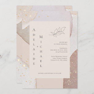 Gold Glitter Ivory Agate Wedding Invitation