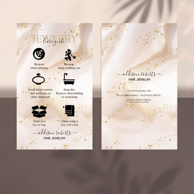 Gold glitter Jewellery Care  Business Card (Creator Uploaded)