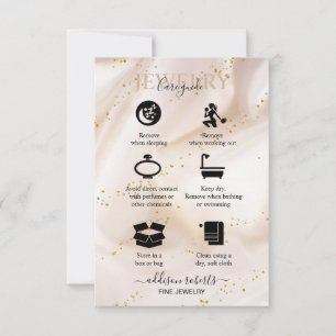 Gold glitter Jewellery Care   Thank You Card