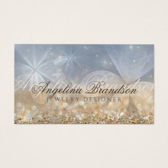 Gold Glitter Jewellery Designer Mystical Flower Business Card