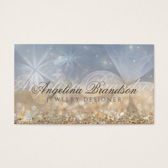 Gold Glitter Jewellery Designer Mystical Flower Business Card
