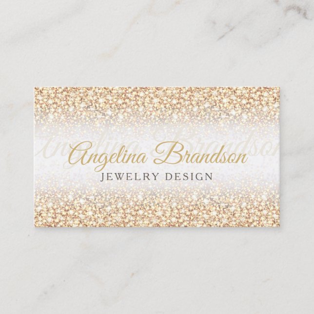 Gold Glitter Jewellery Designer Shimmering Card (Front)