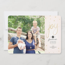 Gold Glitter Joy Photo Christmas Card