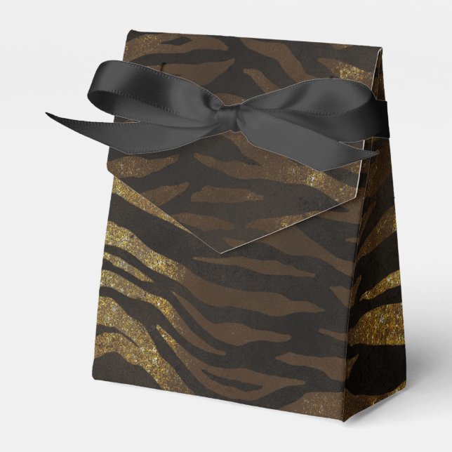Gold Glitter Jungle Tiger Favour Box (Front Side)