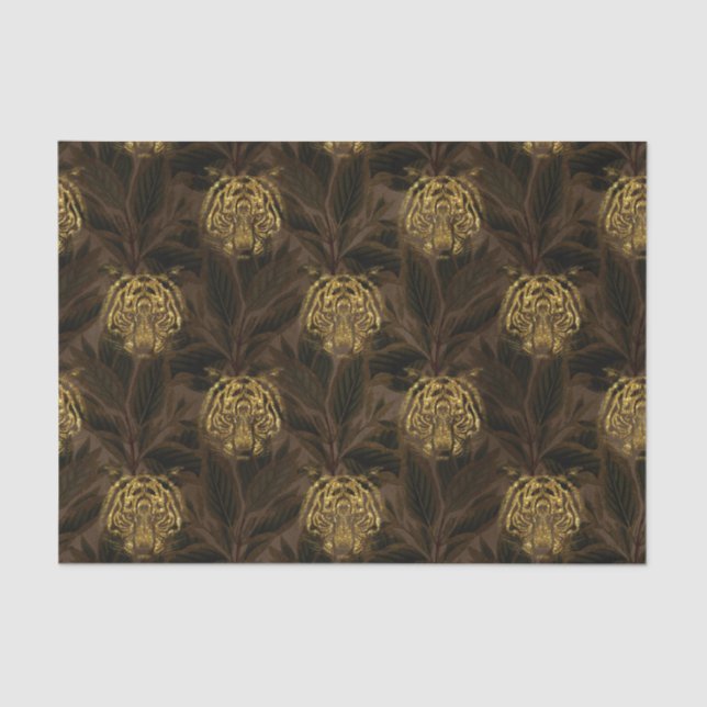 Gold Glitter Jungle Tiger Pattern Tissue Paper (Front)