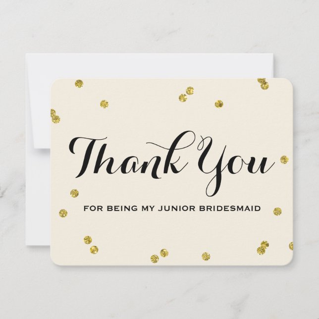 Gold Glitter | Junior Bridesmaid Thank You Cards (Front)
