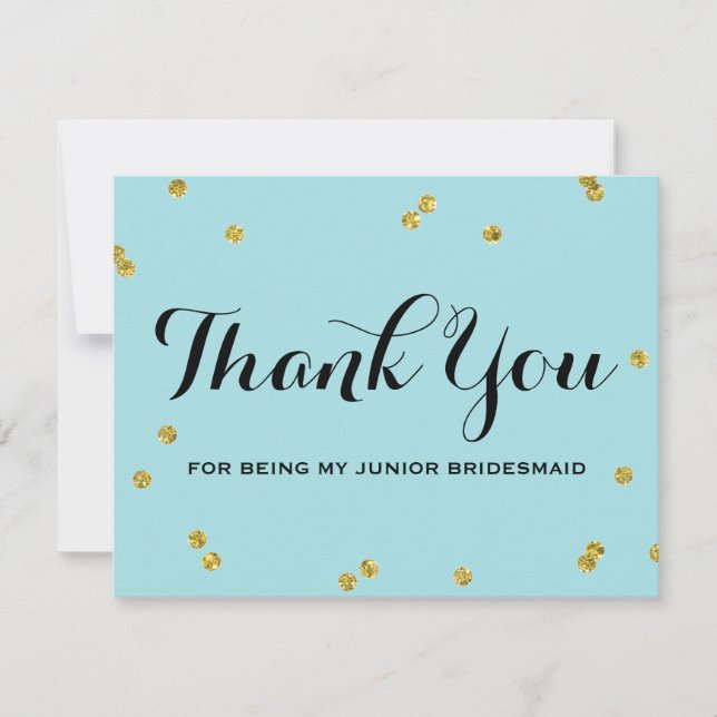 Gold Glitter | Junior Bridesmaid Thank You Cards (Front)