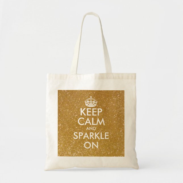 Gold glitter keep calm and sparkle on tote bag (Front)