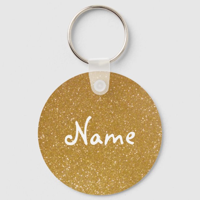 Gold glitter keychain with faux glimmers (Front)
