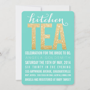 Gold Glitter Kitchen Tea Shower Party Invitation
