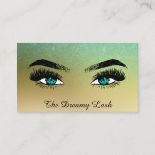 *~* Gold Glitter Lashes QR Brows Extensions Business Card