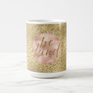 Gold Glitter Leopard Print Blush Rose Be Kind     Coffee Mug