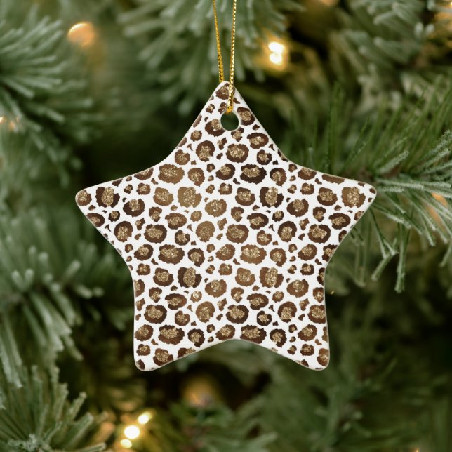 Gold Glitter Leopard Print Ceramic Tree Decoration (Tree)