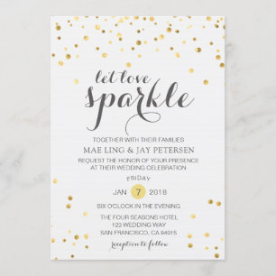 Gold Glitter Let Love Sparkle Wedding invitation