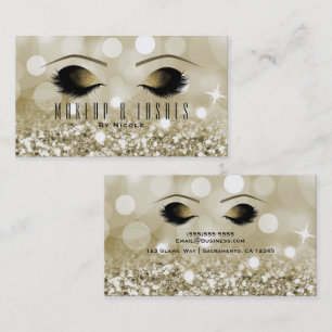 Gold Glitter Lights Makeup Eyelashes Beauty Spa Business Card