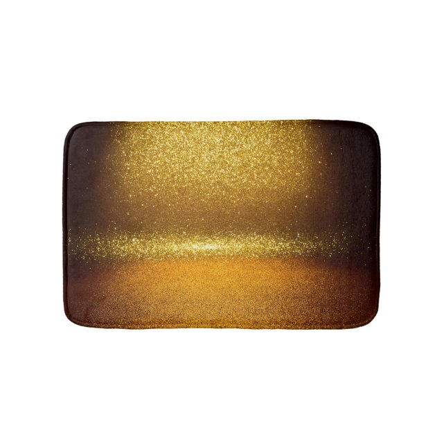 Gold glitter lights, vintage Christmas texture. Bath Mat (Front)