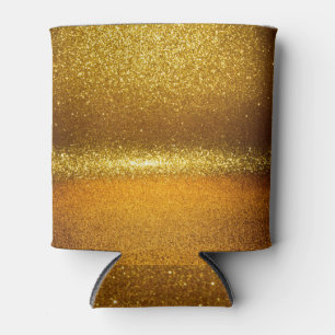 Gold glitter lights, vintage Christmas texture. Can Cooler