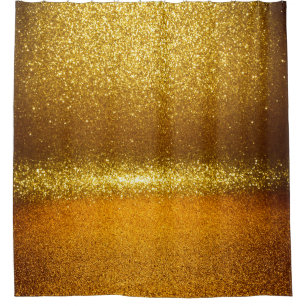 Gold glitter lights, vintage Christmas texture. Shower Curtain