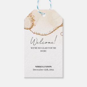 Gold Glitter Line Modern Minimal Wedding Welcome Gift Tags