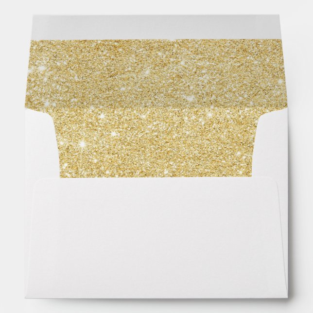 Gold Glitter lined Envelope Wedding Invitation (Back (Bottom))