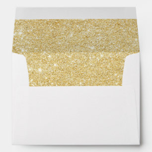 Gold Glitter lined Envelope Wedding Invitation