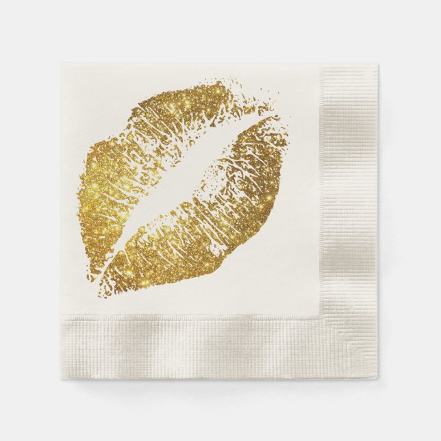 Gold Glitter Lips #5 Napkin (Front)