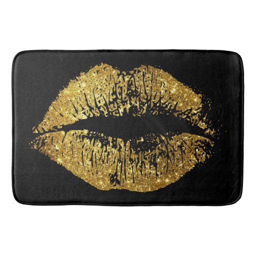 Image of Gold Glitter Lips Bath Mat