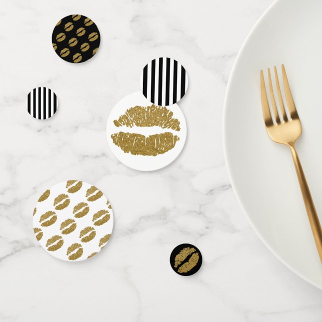 Gold Glitter Lips Lipstick Kiss Beauty Party Confetti (Group)