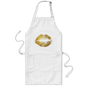 Gold Glitter Lips Long Apron